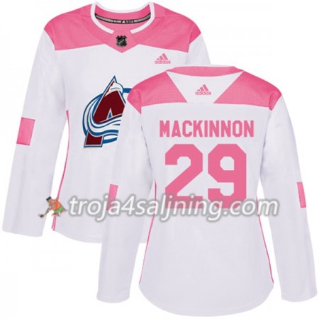 Colorado Avalanche tröja Nathan MacKinnon 29 Vit 2017-2018 Adidas Rosa Fashion Authentic - Dame NHL Tröjor